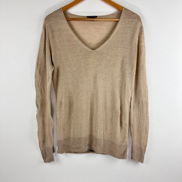 Theory Women’s Casual Lightweight Linen Blend V-Neck Pullover Size P(XS) - Picture 1 of 8